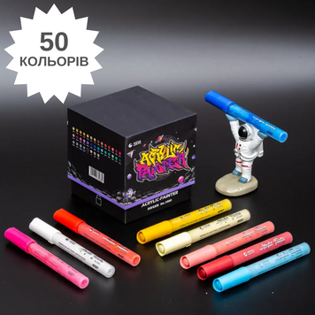 Маркери акрилові STA, набір 50 кольорів, для тканини, дерева та кераміки Acrylic_50 фото