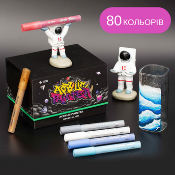 Маркери акрилові STA, набір 80 кольорів, для тканини, дерева та кераміки Acrylic_80 фото
