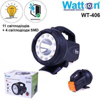 Ліхтар акумуляторний Watton WT-406, для полювання та туризму, дальність 350-400 м 2022WT-406 фото